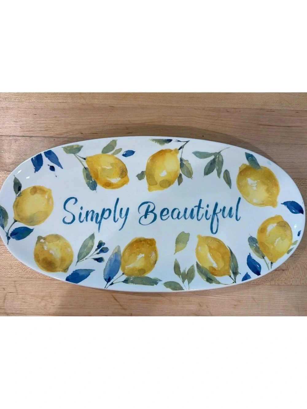 Madison Studio Simply Beautiful Oval Serving Platter with Lemon Design